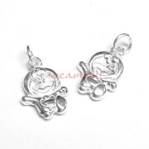 2x Bright Sterling silver Doraemon Dangle Charm Pendant