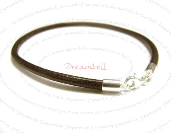 1x Sterling Silver Dark Brown Leather cord 3mm Anklet 9.5"