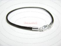 1x Sterling Silver Black Leather cord 2mm Anklet Bracelet 9.5″