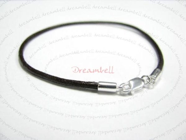 1x Sterling Silver Black Leather cord 2mm Anklet Bracelet 9.5"