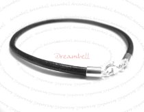 1x Sterling Silver Black Leather cord 3mm Anklet Bracelet 9.5″