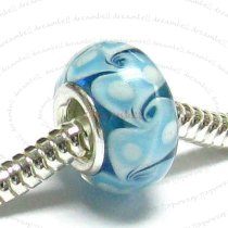 Sterling Silver Murano Turquoise Glass Bead for European Charm Bracelets