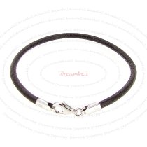 1x Sterling Silver Dark Brown Leather cord 3mm Bracelet for European bead charms 8.5″