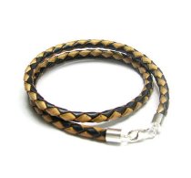 Sterling Silver Black Brown Braided Bolo leather cord 4mm choker necklace 16″