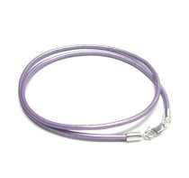 1x Sterling Silver Metallic Purple (Chandni) leather cord 2mm choker necklace 16″