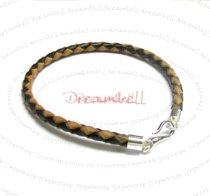 1x Sterling Silver Brown Braided Bolo leather 4mm BRACELET Wristband 8.5″