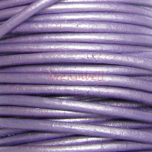 2 YARDS Natural Leather BEAD STRINGING CORD 2mm Metallic Purple (Chandni)