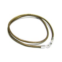 1x Sterling Silver Metallic Brown (Kansa) leather cord 2mm choker necklace 20″