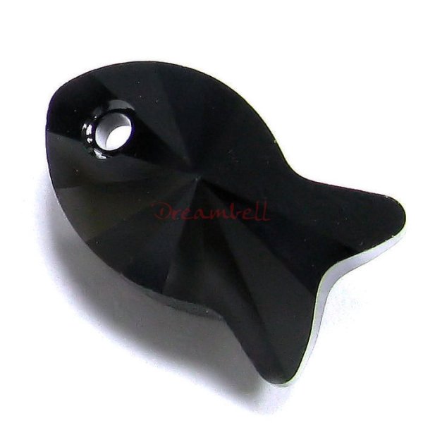 1x Swarovski Crystal Fish Pendant Jet Black 6727
