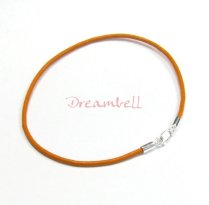 1x Sterling Silver Fluorescent Orange Leather cord 2mm Anklet Bracelet 9.5″
