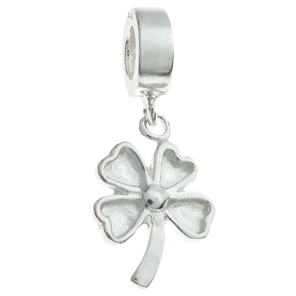 Sterling Silver Four Leaves Lucky Dangle Bead for European Charm Bracelets