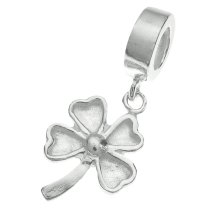 Sterling Silver Four Leaves Lucky Dangle Bead for European Charm Bracelets