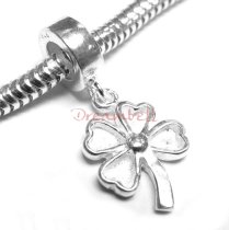 Sterling Silver Four Leaves Lucky Dangle Bead for European Charm Bracelets