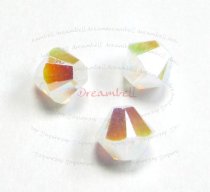 24 Swarovski Elements Xilion Crystal 5328 White Opal AB 2x 4mm
