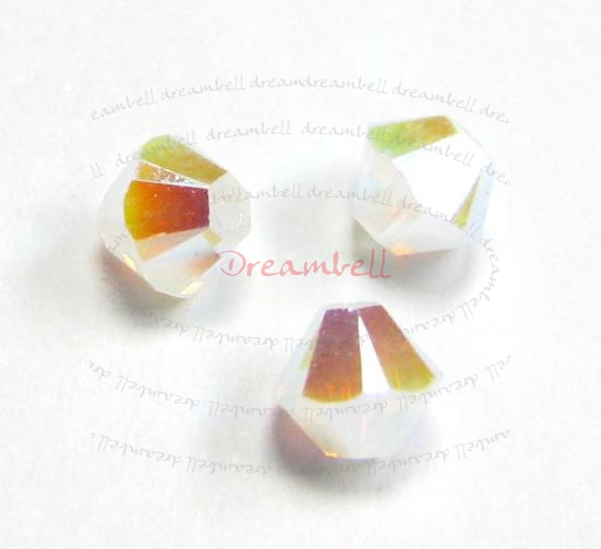 24 Swarovski Elements Xilion Crystal 5328 White Opal AB 2x 4mm