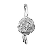 STR SILVER ROSE DONUT HOLDER CHANGEABLE PENDANT BAIL CLASP SLIDER