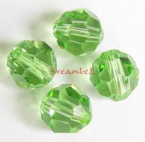 6 x Swarovski Crystal Elements Round Faceted 5000 Peridot 8mm