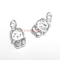 2x Bright Sterling silver Hello Kitty Cat Bead Charm Pendant