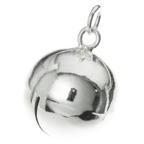 1x Bright Sterling silver Jingle Bell Dangle Charm Pendant 16mm