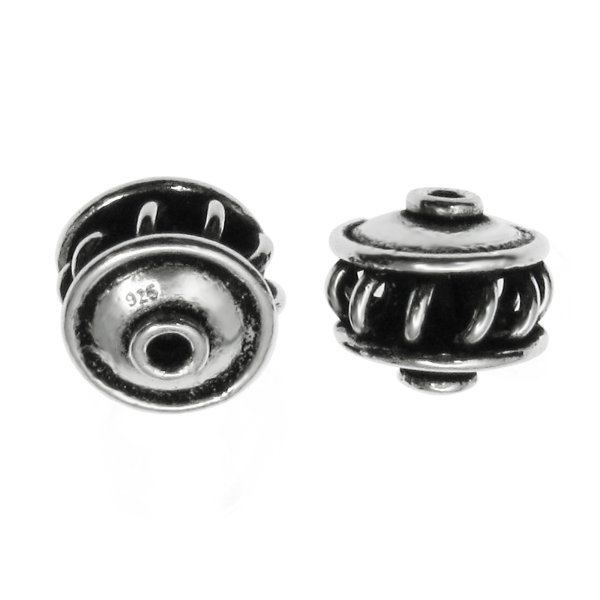 2x Bali Sterling Silver Round Filigree Rondelle Flower Bead Spacer 8mm