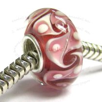 Sterling Silver Murano Pink Glass Bead for European Charm Bracelets