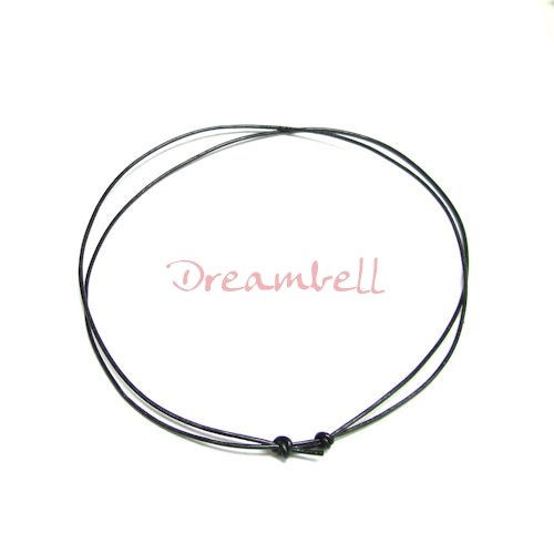 1x Black leather cord 1mm choker adjustable necklace 14"-28"