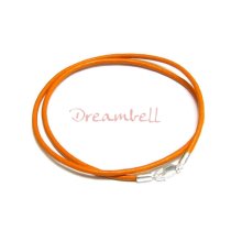 1x Sterling Silver Fluorescent Orange leather cord 2mm choker necklace 18″
