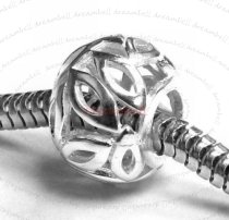 Sterling Silver FLOWER Leaf Rondelle bead for European Charm Bracelets