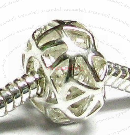 Sterling Silver flower Bead for European Charm Bracelets