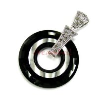 1x SWAROVSKI CRYSTAL 6039 38mm Jet Black DISK PENDANT