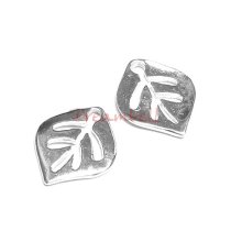 4x Bright Sterling silver filigree Leaf Charm Pendant
