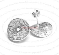 2x Sterling Silver Round Scratch Flower Disk Stud Earring Loop Post
