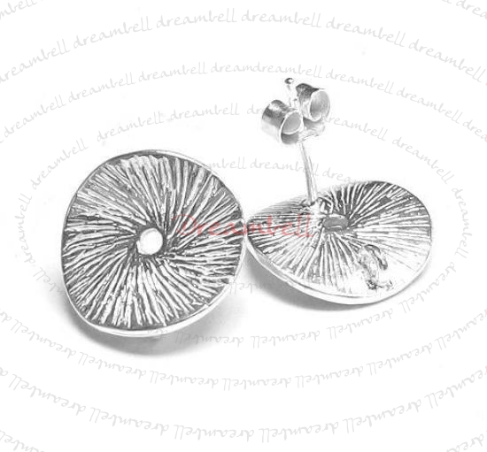 2x Sterling Silver Round Scratch Flower Disk Stud Earring Loop Post