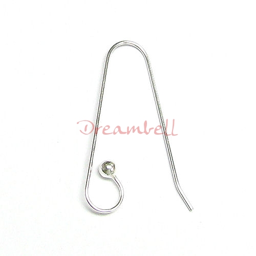 2x Sterling Silver Ear Wire Earring DOT BALL HOOK