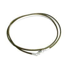 1x Sterling Silver Metallic Dark Olivine (Gauriya) leather cord 1mm choker necklace 18″