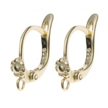 2x Vermeil 14K Gold plated over STR SILVER LEVERBACK Daisy Flower lever back EAR wire