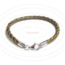 1x Sterling Silver Bronze Bolo Braided leather 3mm BRACELET for European Bead charms 6.5″