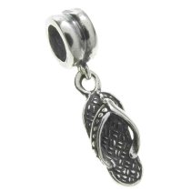 Bali Sterling Silver Flip Flop Slipper Dangle Bead for European Charm Bracelets