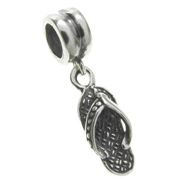 Bali Sterling Silver Flip Flop Slipper Dangle Bead for European Charm Bracelets