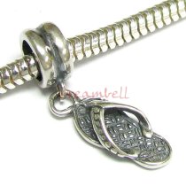 Bali Sterling Silver Flip Flop Slipper Dangle Bead for European Charm Bracelets