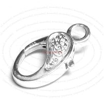 Sterling Silver Oval FLOWER Leaves Lobster Clasp 8.5x16mm