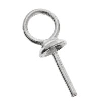 10x Sterling Silver eye pins w/ 3mm cup pearl pendant connector Bail