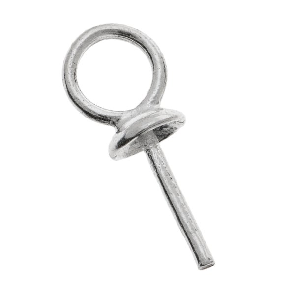 10x Sterling Silver eye pins w/ 3mm cup pearl pendant connector Bail