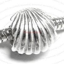 Sterling Silver SEA SHELL Bead for European Charm Bracelets 10.5mm