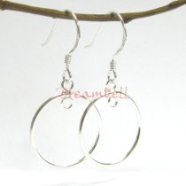 2x Sterling Silver Round Ear Wire Earring Hook dangle