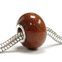 Sterling Silver Gold Stone Bead for European Charm Bracelets