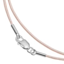 1x Sterling Silver Metallic Pink (Suraiya) leather cord 1mm choker necklace 22"