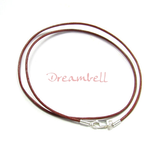 1x Sterling Silver Red leather cord 1mm choker necklace 22"