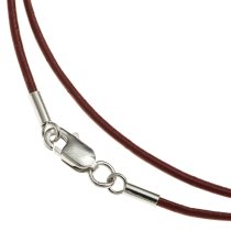1x Sterling Silver Red leather cord 1mm choker necklace 22"