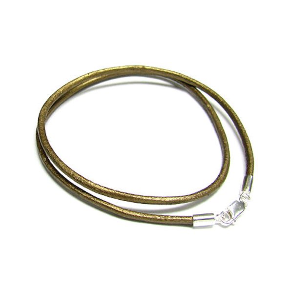 1x Sterling Silver Metallic Brown (Kansa) leather cord 2mm choker necklace 22"